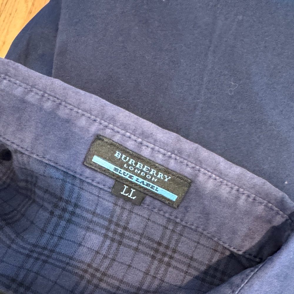 Burberry London Blue Label Men's Navy Blue Short Sleeve Shirt Size: LL  Japan - Picture 12 of 13
